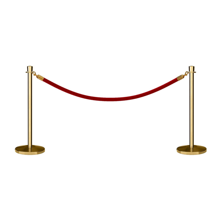 POLISHED BRASS / RED ROPE / 2 Posts / 1 Rope