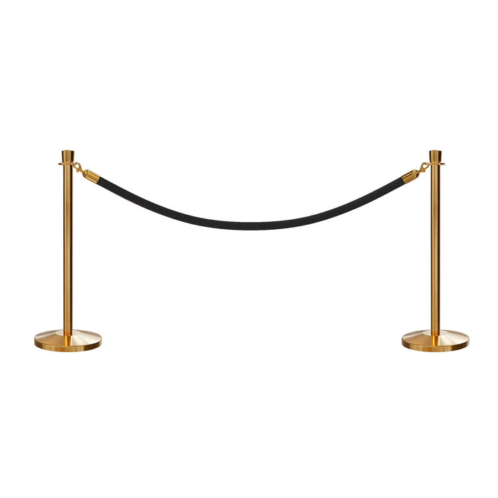 SATIN BRASS / BLACK ROPE / 2 Posts / 1 Rope