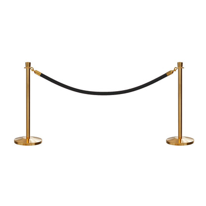 SATIN BRASS / BLACK ROPE / 2 Posts / 1 Rope