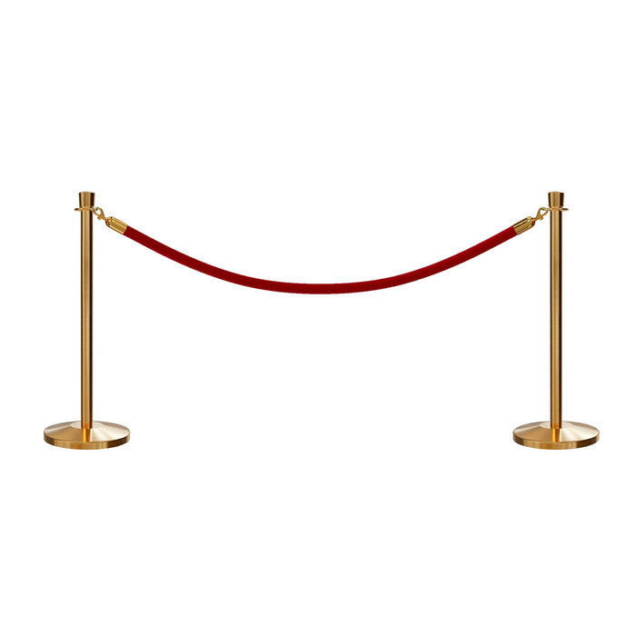 SATIN BRASS / RED ROPE / 2 Posts / 1 Rope