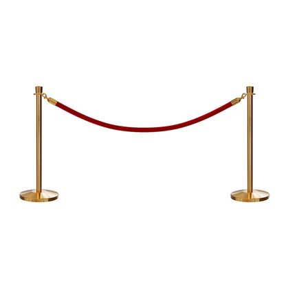 SATIN BRASS / RED ROPE / 2 Posts / 1 Rope
