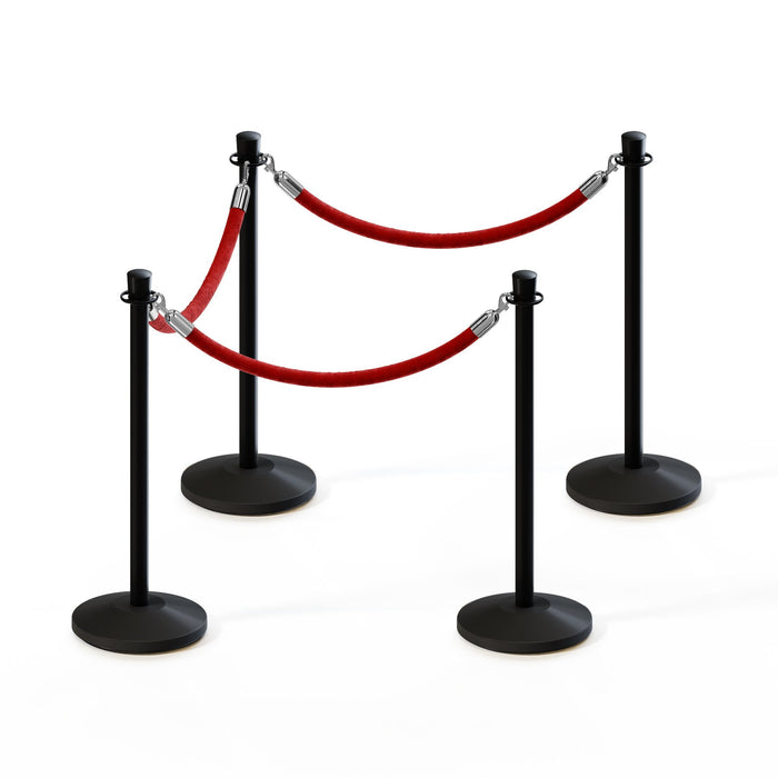 BLACK / RED ROPE / 4 Posts / 3 Ropes