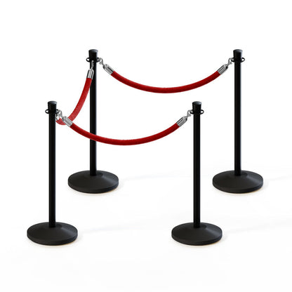 BLACK / RED ROPE / 4 Posts / 3 Ropes