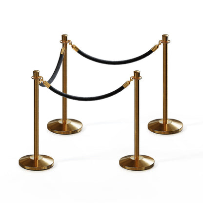 SATIN BRASS / BLACK ROPE / 4 Posts / 3 Ropes