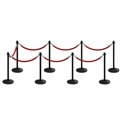 BLACK / RED ROPE / 8 Posts / 7 Ropes