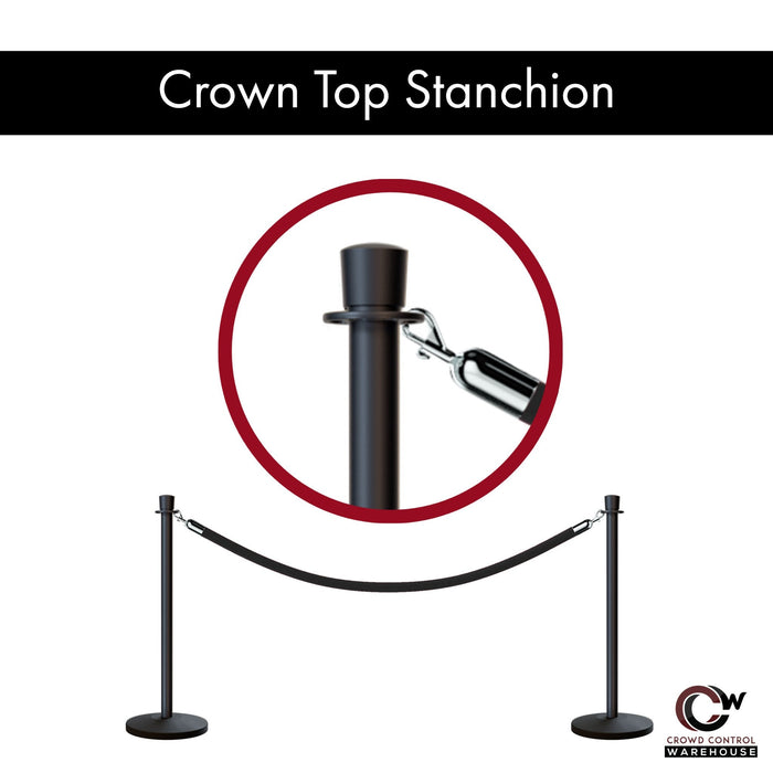 Post and Rope Stanchion Kit, Crown Top Posts, 6 Ft. Velvet Foam Core Rope - Montour Line - Crowd Control Warehouse