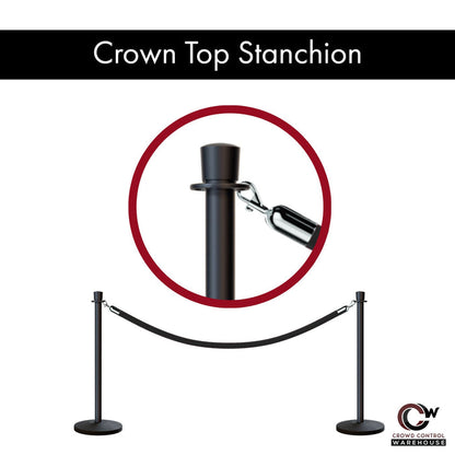 Post and Rope Stanchion Kit, Crown Top Posts, 6 Ft. Velvet Foam Core Rope - Montour Line - Crowd Control Warehouse