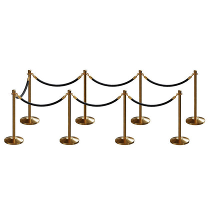 SATIN BRASS / BLACK ROPE / 8 Posts / 7 Ropes