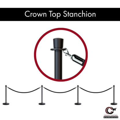 Post and Rope Stanchion Kit, Crown Top Posts, 6 Ft. Velvet Foam Core Rope - Montour Line - Crowd Control Warehouse
