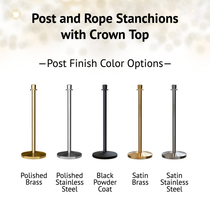 Post and Rope Stanchion Kit, Crown Top Posts, 6 Ft. Velvet Foam Core Rope - Montour Line - Crowd Control Warehouse
