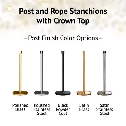Post and Rope Stanchion Kit, Crown Top Posts, 6 Ft. Velvet Foam Core Rope - Montour Line - Crowd Control Warehouse