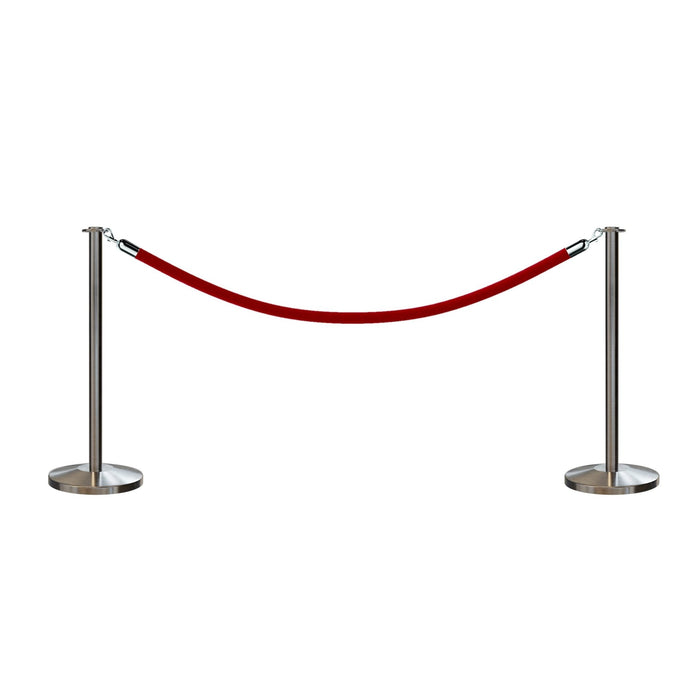 SATIN STAINLESS STEEL / RED ROPE / 2 Posts / 1 Rope