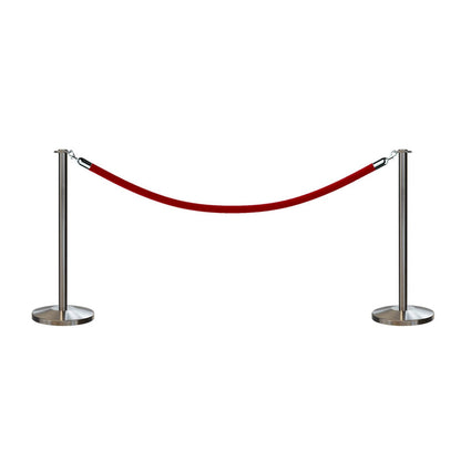 SATIN STAINLESS STEEL / RED ROPE / 2 Posts / 1 Rope