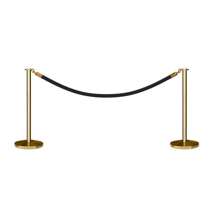 POLISHED BRASS / BLACK ROPE / 2 Posts / 1 Rope