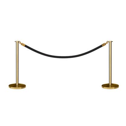 POLISHED BRASS / BLACK ROPE / 2 Posts / 1 Rope