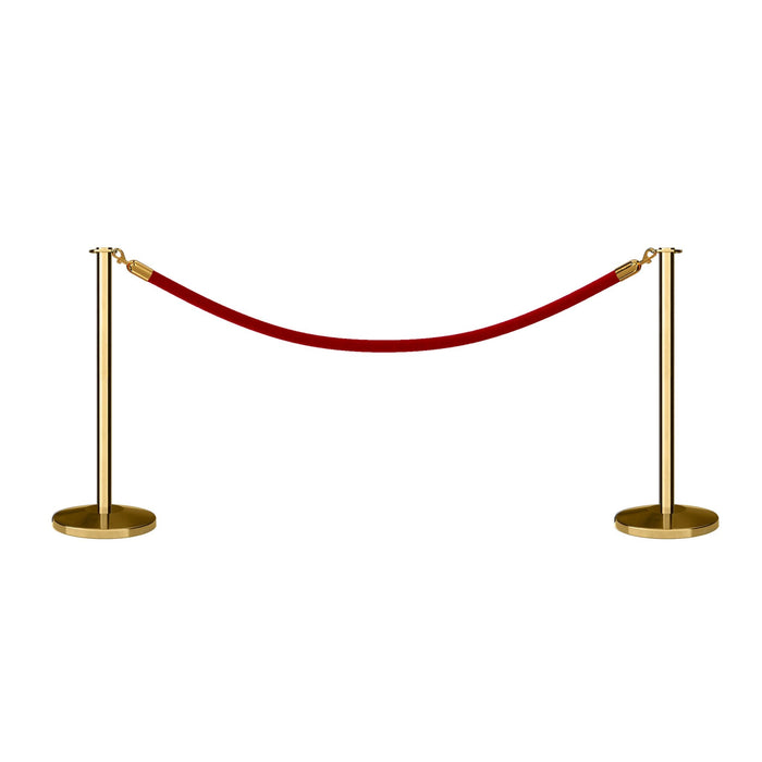 POLISHED BRASS / RED ROPE / 2 Posts / 1 Rope