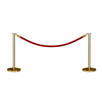 POLISHED BRASS / RED ROPE / 2 Posts / 1 Rope