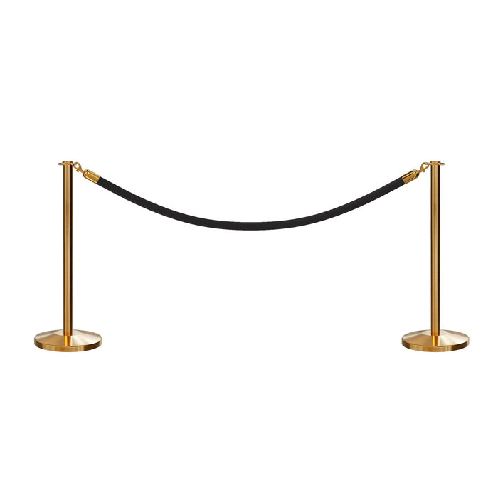 SATIN BRASS / BLACK ROPE / 2 Posts / 1 Rope