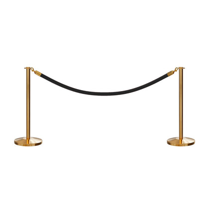 SATIN BRASS / BLACK ROPE / 2 Posts / 1 Rope