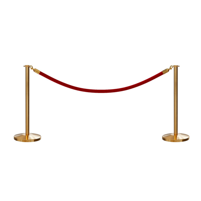 SATIN BRASS / RED ROPE / 2 Posts / 1 Rope