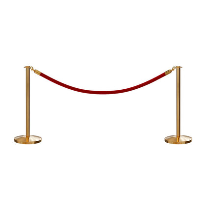 SATIN BRASS / RED ROPE / 2 Posts / 1 Rope