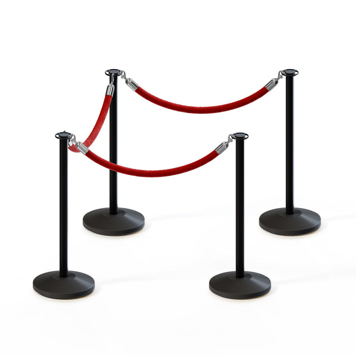 BLACK / RED ROPE / 4 Posts / 3 Ropes