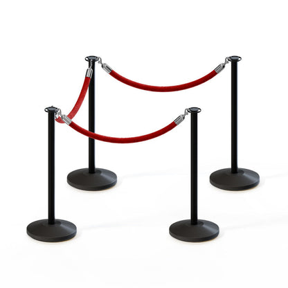 BLACK / RED ROPE / 4 Posts / 3 Ropes