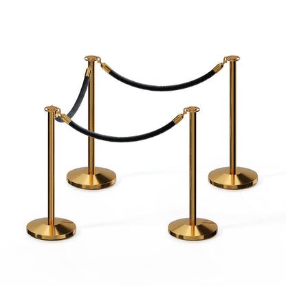 POLISHED BRASS / BLACK ROPE / 4 Posts / 3 Ropes
