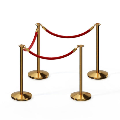 POLISHED BRASS / RED ROPE / 4 Posts / 3 Ropes