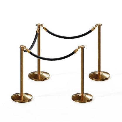 SATIN BRASS / BLACK ROPE / 4 Posts / 3 Ropes