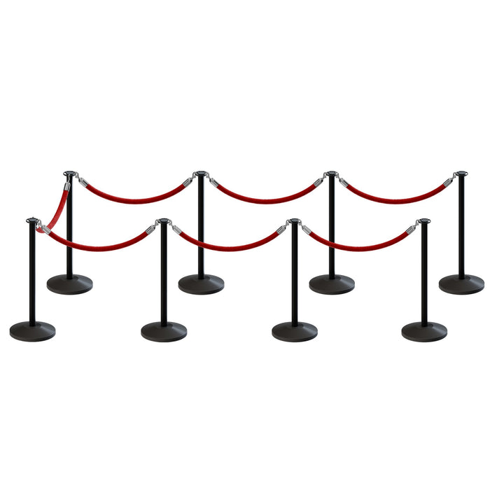 BLACK / RED ROPE / 8 Posts / 7 Ropes