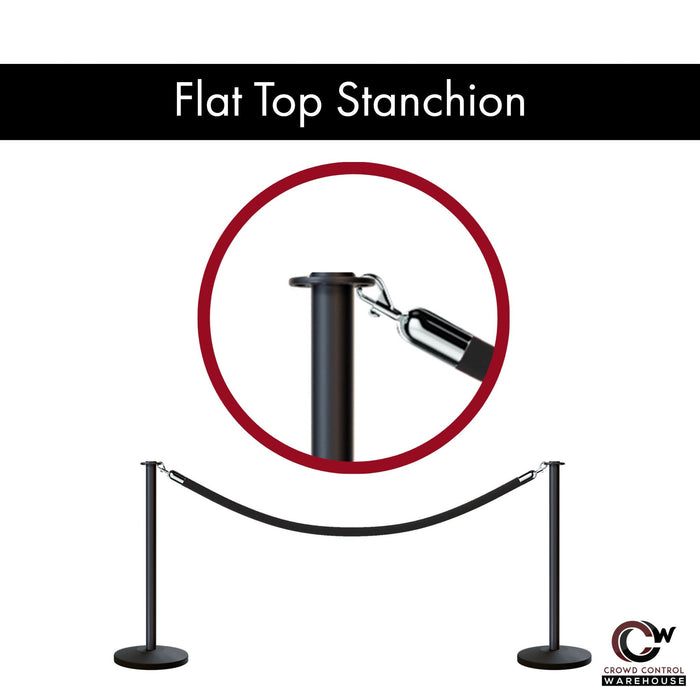Post and Rope Stanchion Kit, Flat Top Posts, 6 Ft. Velvet Foam Core Rope - Montour Line - Crowd Control Warehouse