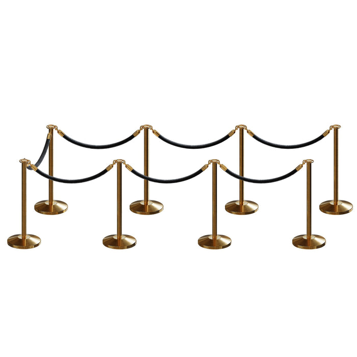 SATIN BRASS / BLACK ROPE / 8 Posts / 7 Ropes