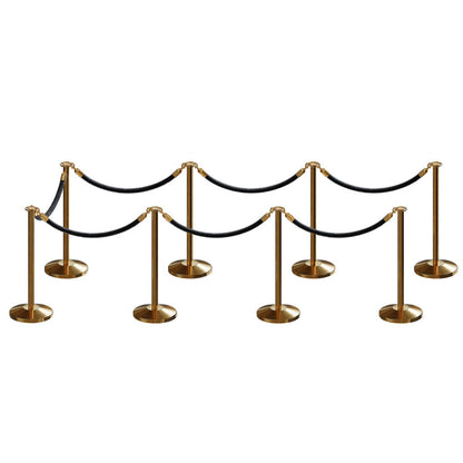 SATIN BRASS / BLACK ROPE / 8 Posts / 7 Ropes