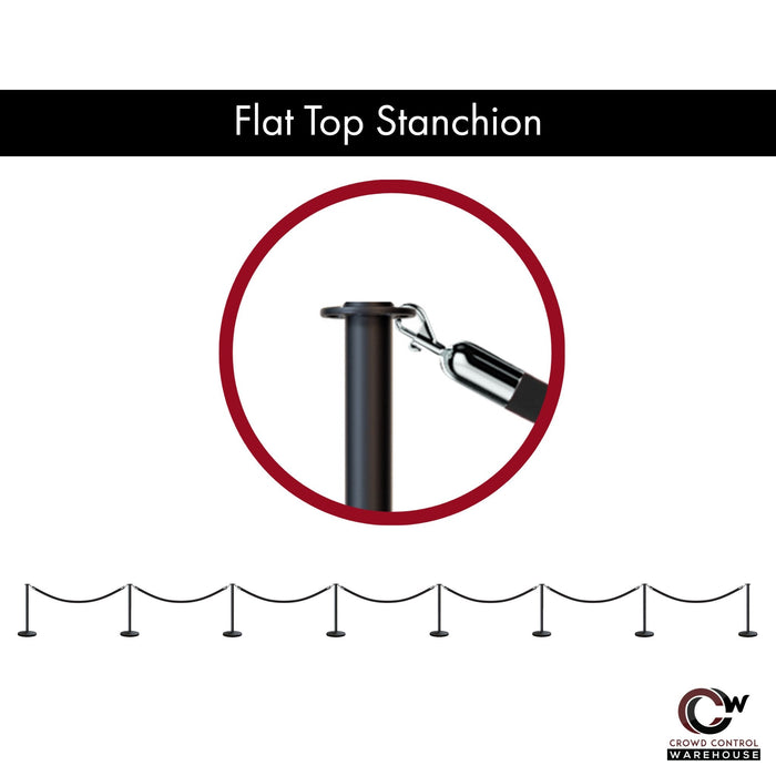 Post and Rope Stanchion Kit, Flat Top Posts, 6 Ft. Velvet Foam Core Rope - Montour Line - Crowd Control Warehouse