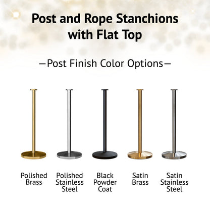 Post and Rope Stanchion Kit, Flat Top Posts, 6 Ft. Velvet Foam Core Rope - Montour Line - Crowd Control Warehouse