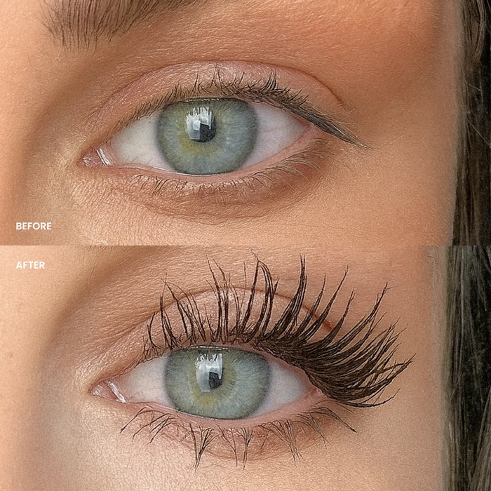Before and after PowerLash Growth Serum Mascara