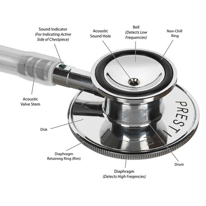 PRESTIGE MEDICAL Ultra-Sensitive Dual Head Stethoscope - Fine Scrubs