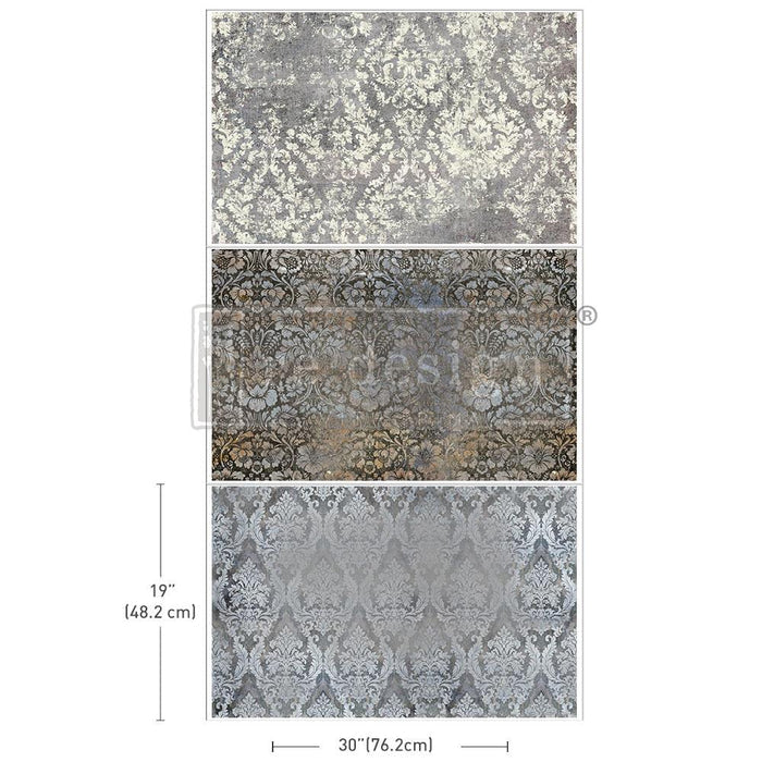 Prima - Re-Design Decoupage Decor Tissue Paper - 19.5"X30" - 3/Pkg - Antique Elegance. Introducing NEW Redesign with Prima® Decoupage Paper Triple Packs, with three beautiful designs perfectly curated to mix and match on your next DIY project! Available at Embellish Away located in Bowmanville Ontario Canada.