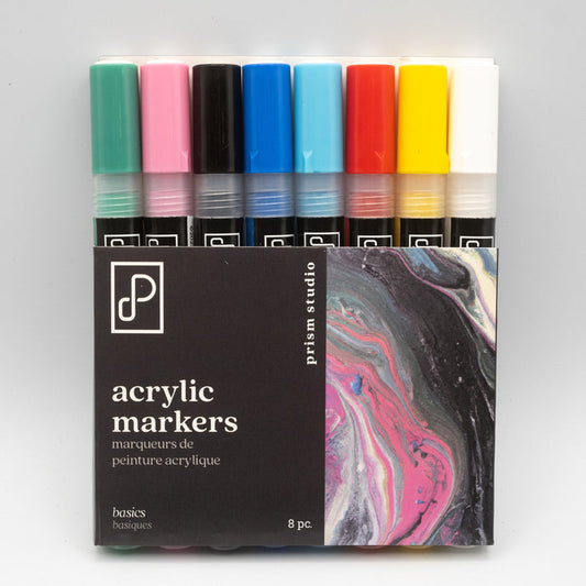 Prism Studio - Acrylic Paint Markers - Basics - 8 Pack. Available at Embellish Away located in Bowmanville Ontario Canada.