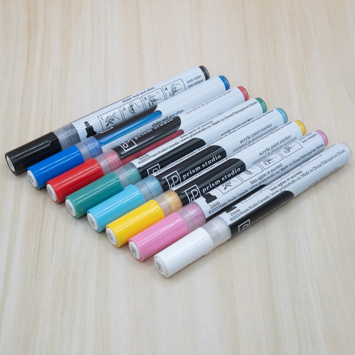 Prism Studio - Acrylic Paint Markers - Basics - 8 Pack. Available at Embellish Away located in Bowmanville Ontario Canada.