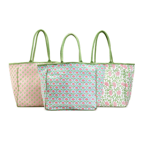 Purchase Floral Block Print Tote Bag