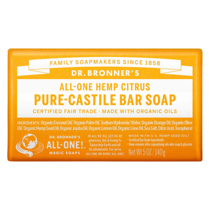 Bar of Dr. Bronner's Pure Castile Bar Soap Citrus 140g