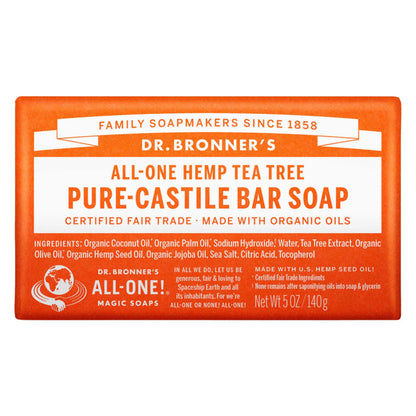 Bar of Dr. Bronner's Pure Castile Bar Soap Tea Tree 140g