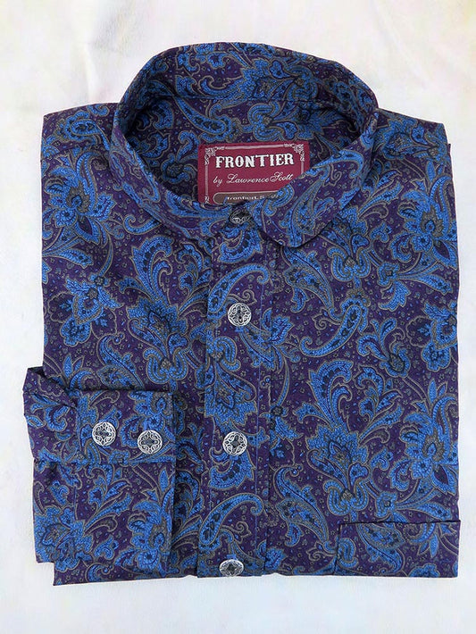 Purple and Cobalt Blue Floral Paisley Men's Dakota Shirt