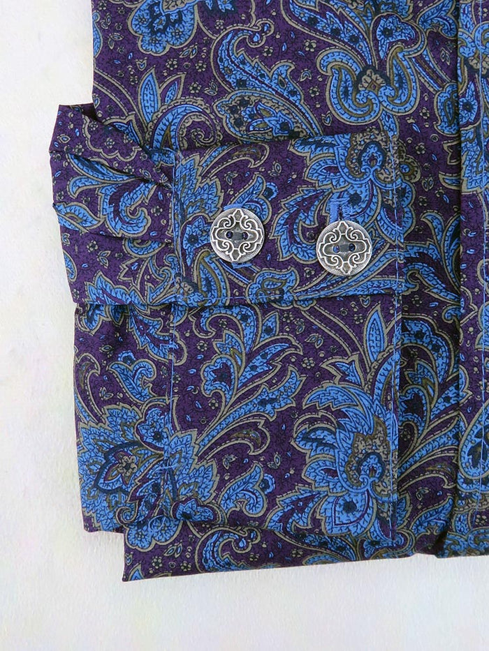 Purple and Cobalt Blue Floral Paisley Men's Dakota Shirt