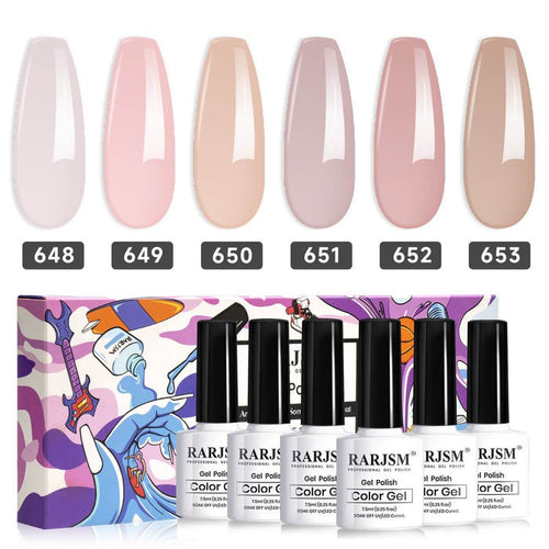RARJSM ® 6 Colors Nude Gray Pink Gel Polish Set | 7.5ml 6pcs
