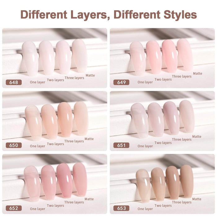 RARJSM ® 6 Colors Nude Gray Pink Gel Polish Set | 7.5ml 6pcs