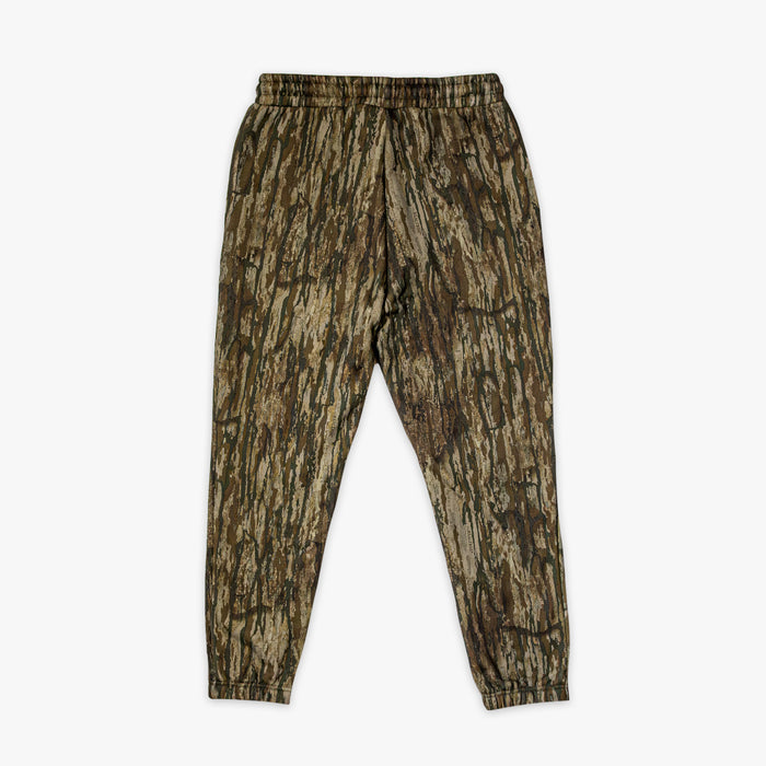 Camouflage-patterned pants on a white background