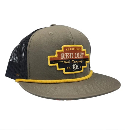 Red Dirt Hat Company Roadblock Patch Olive and Black Snapback Ball Cap